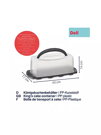 KELA | Königskuchenbehälter DELI 40cm Graphitgrau | 